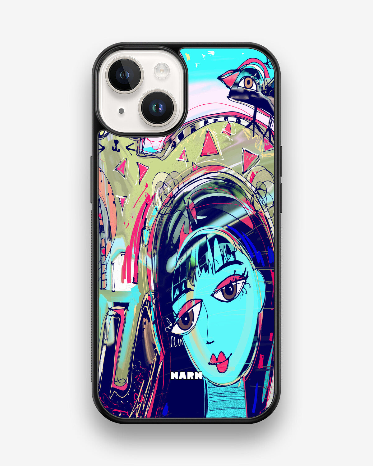 iPhone 14 Hard Case – Abstract Cat - View 1