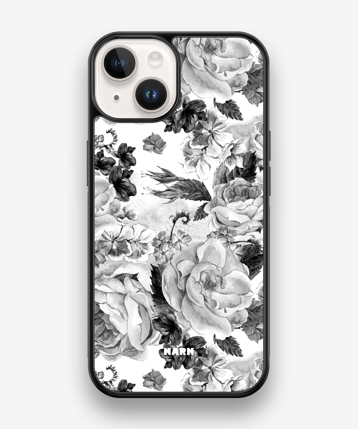 iPhone 14 Hard Case – Black & White Bloom - View 1
