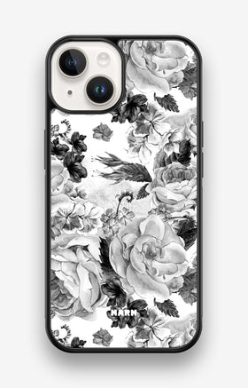 iPhone 14 Hard Case – Black & White Bloom - View 1