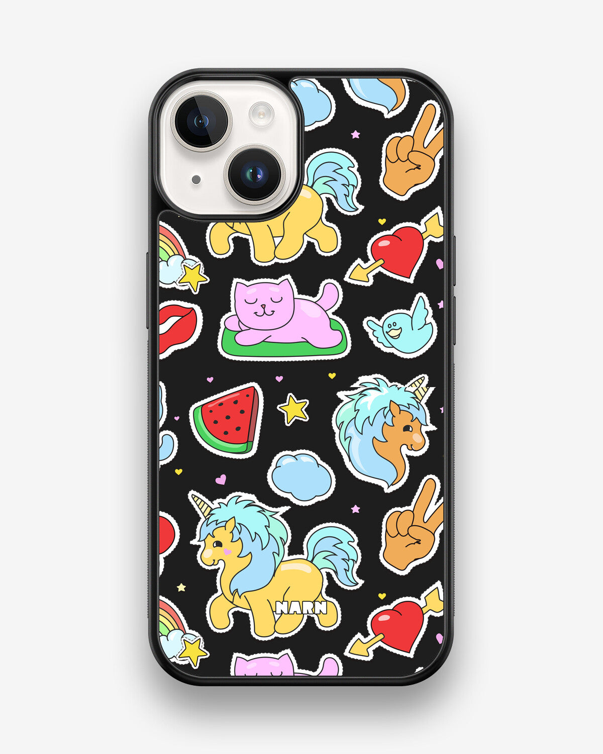 iPhone 14 Hard Case – Cute Stickers - View 1