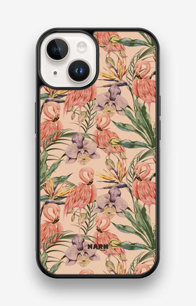 iPhone 14 Hard Case – Flamingos & Flowers - View 1
