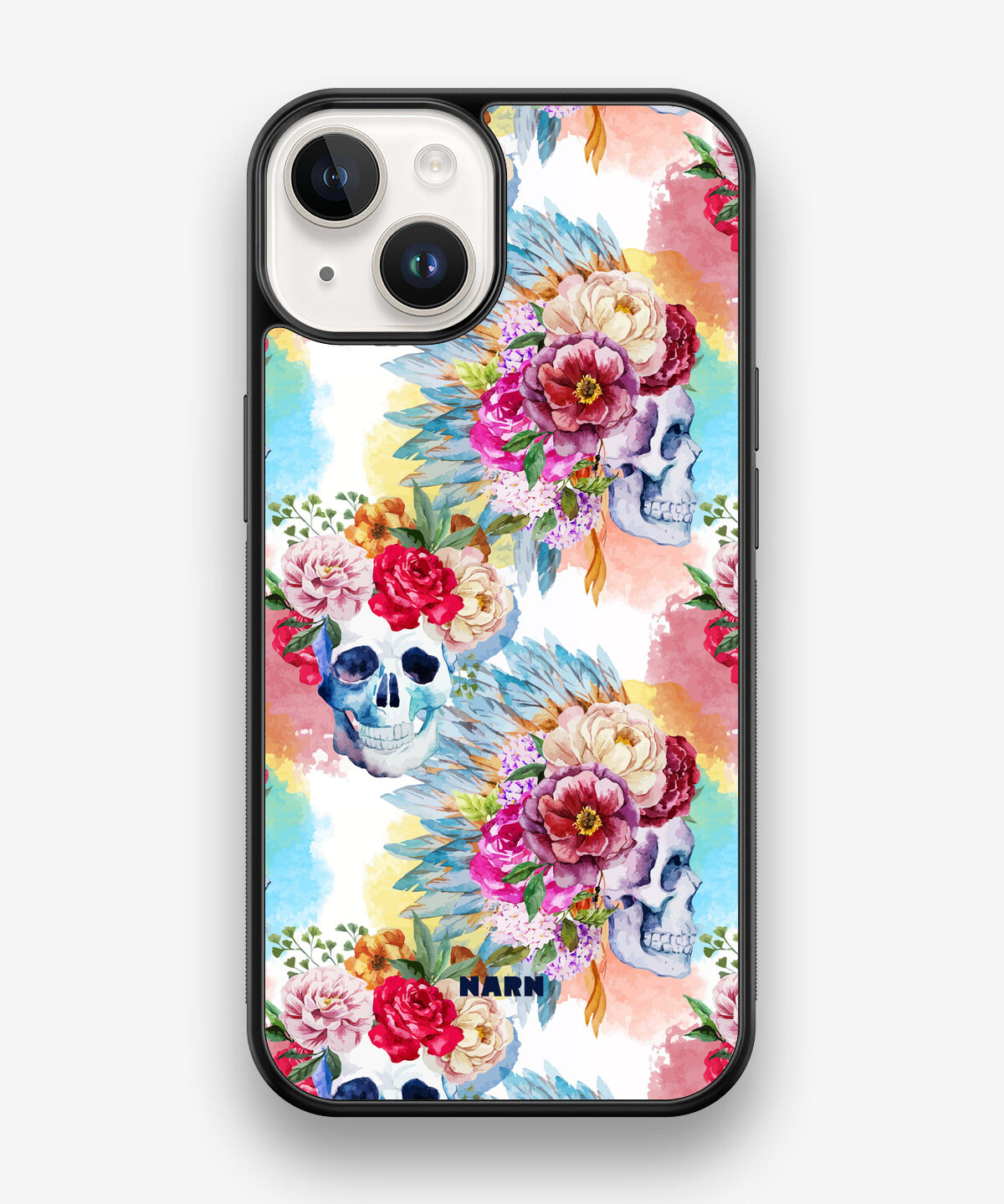 iPhone 14 Hard Case – Flowered Skulls - View 1
