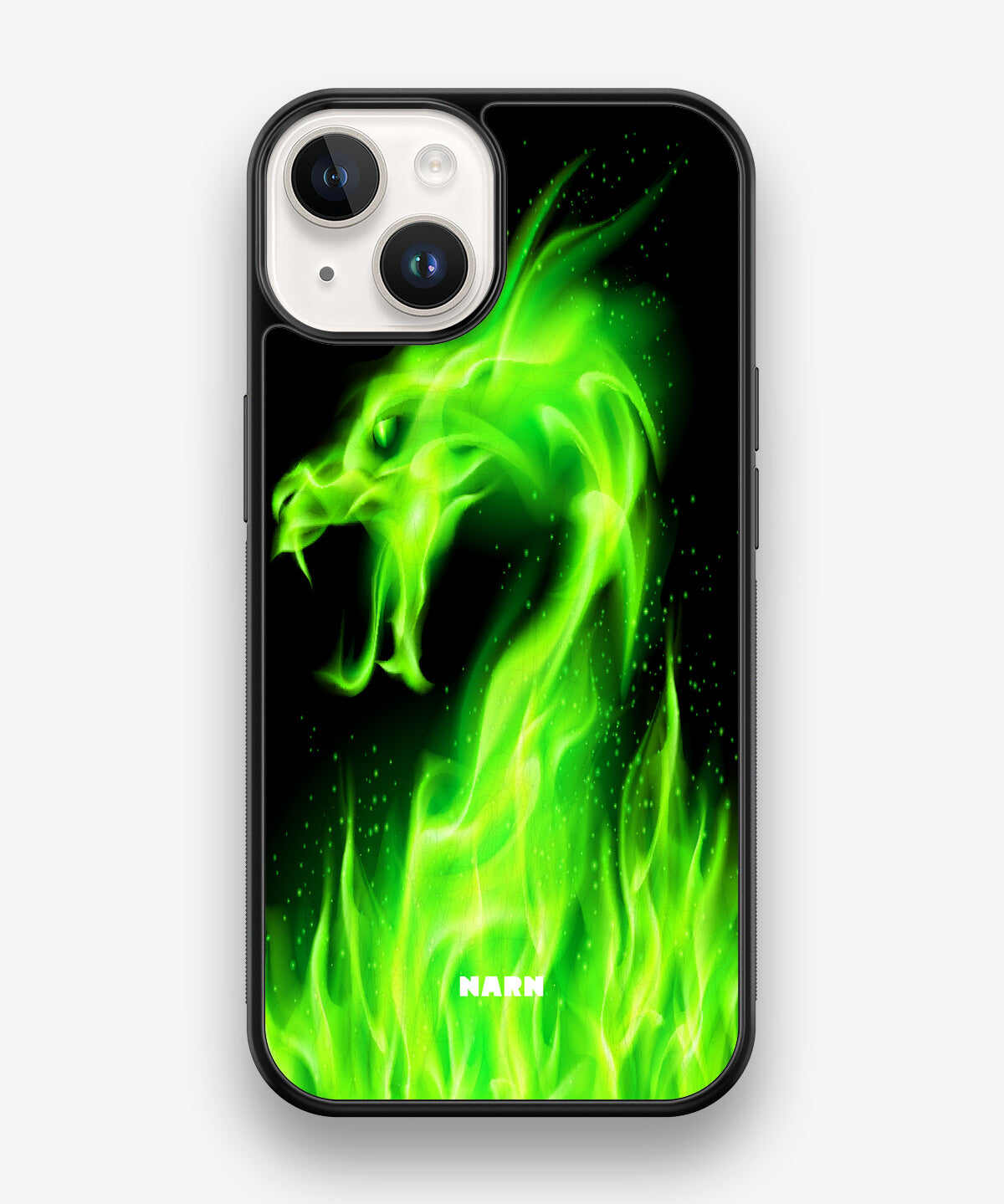 iPhone 14 Hard Case – Green Flames Dragon - View 1
