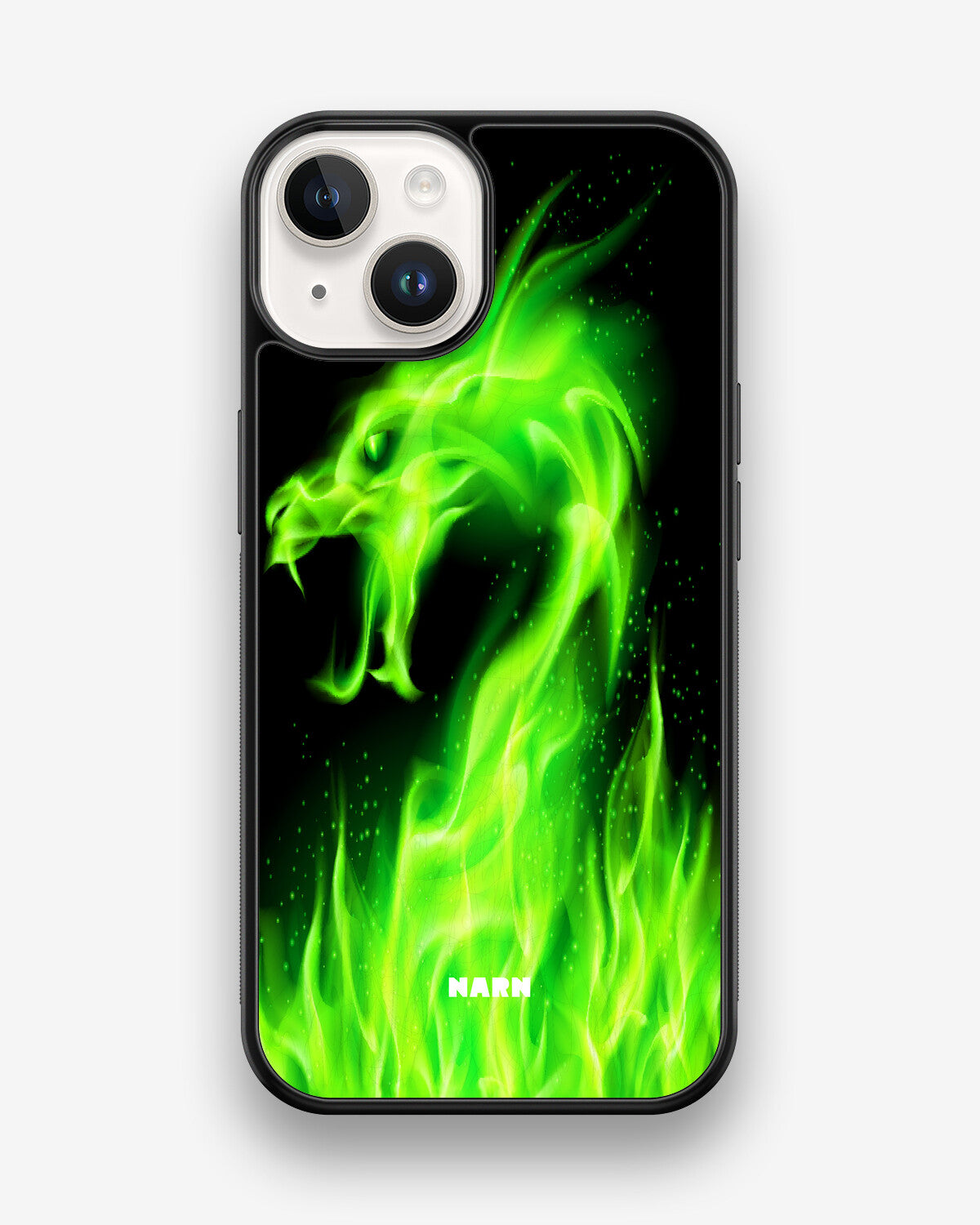 iPhone 14 Hard Case – Green Flames Dragon - View 1