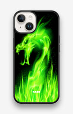 iPhone 14 Hard Case – Green Flames Dragon - View 1