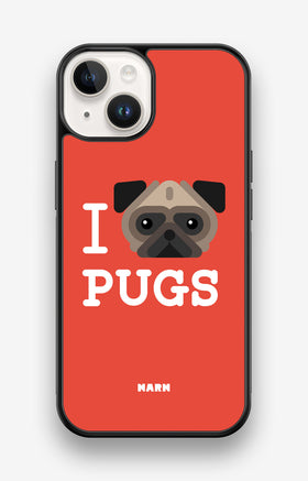 iPhone 14 Hard Case – I Love Pugs - View 1