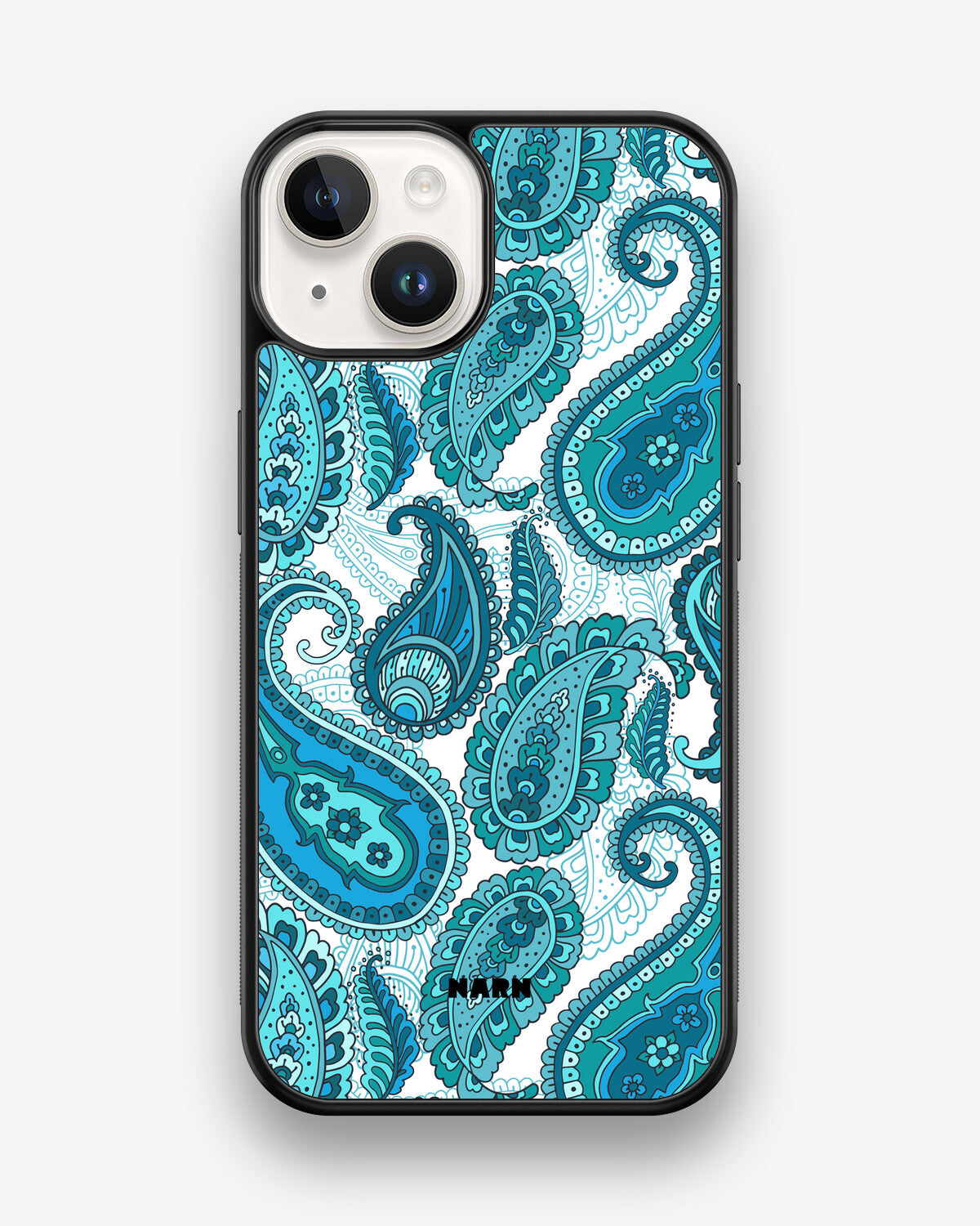 iPhone 14 Hard Case – Turquoise Paisley - View 1