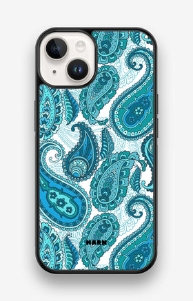 iPhone 14 Hard Case – Turquoise Paisley - View 1