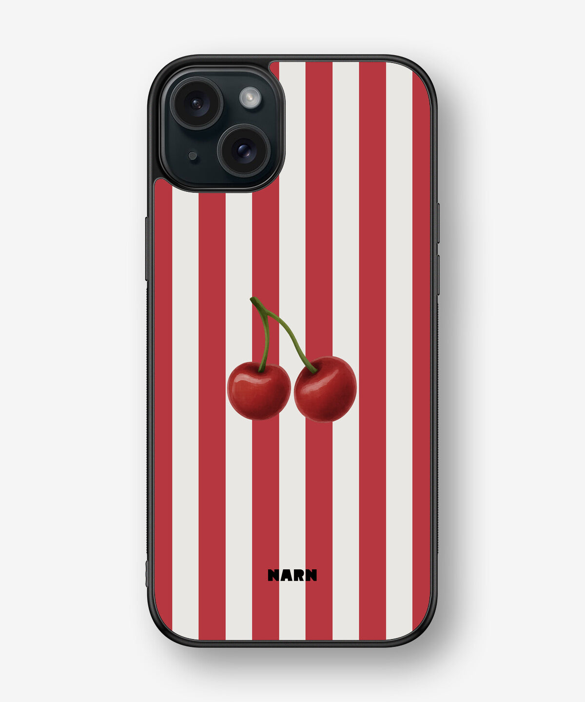 iPhone 15 Plus Hard Case – Cherry Stripes - View 1