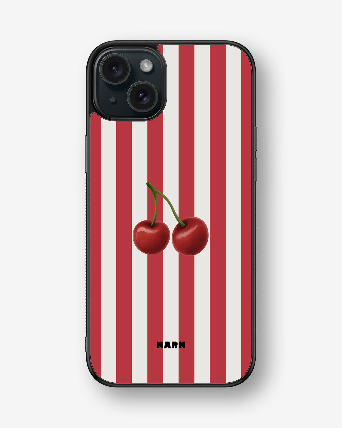 iPhone 15 Plus Hard Case – Cherry Stripes - View 1