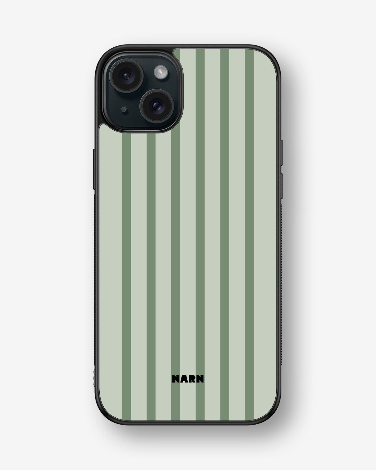 iPhone 15 Plus Hard Case – Sage Stripes - View 1