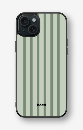iPhone 15 Plus Hard Case – Sage Stripes - View 1