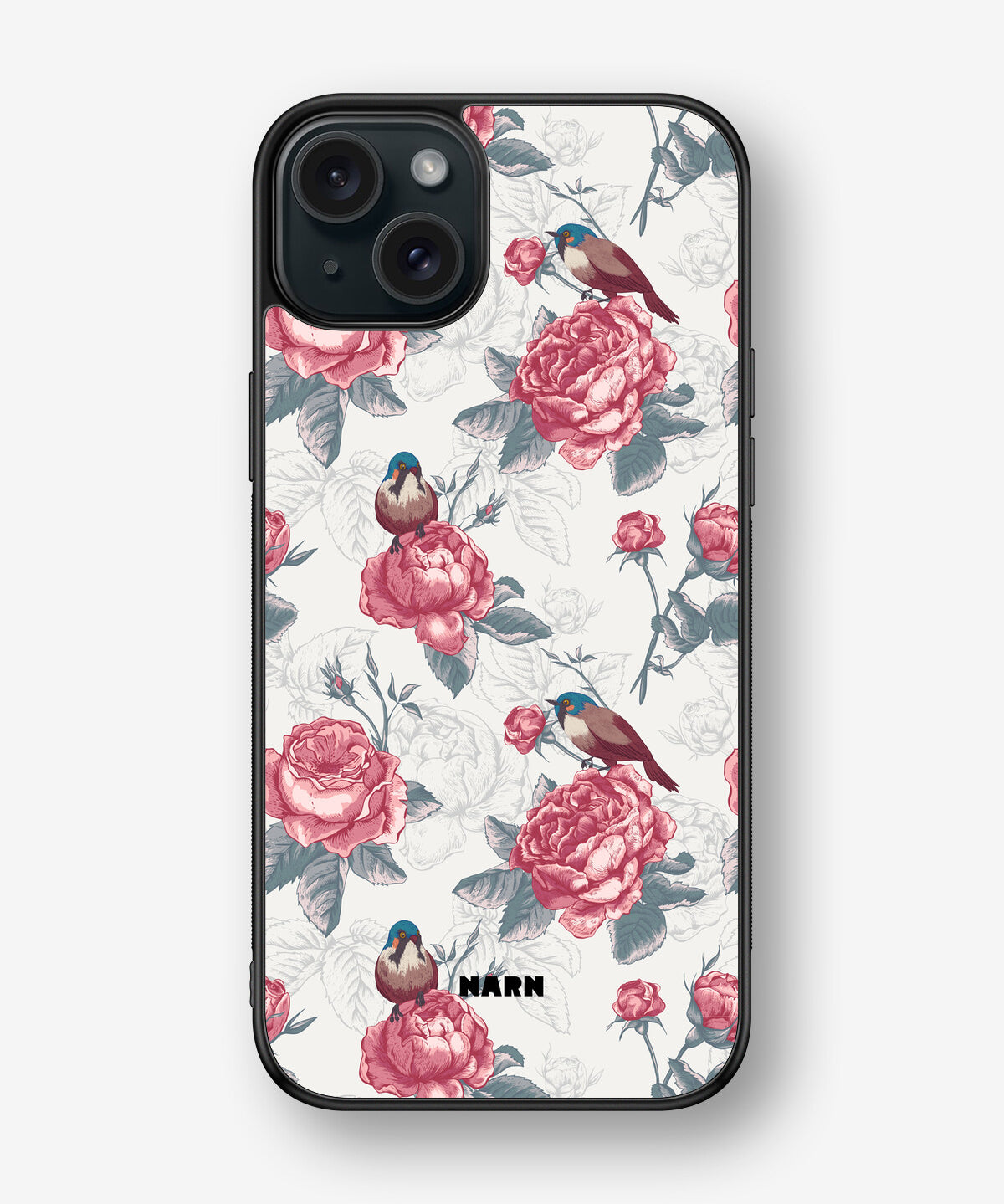 iPhone 15 Plus Hard Case – Birds Among Roses - View 1