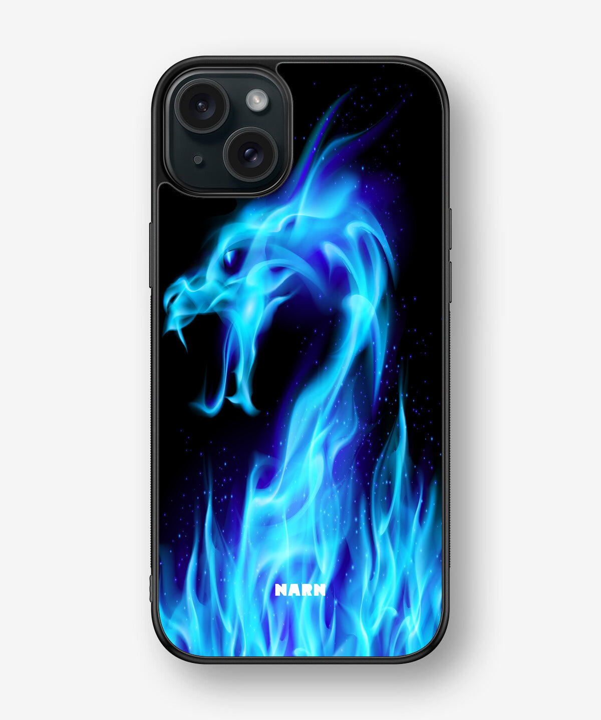 iPhone 15 Plus Hard Case – Blue Flames Dragon - View 1