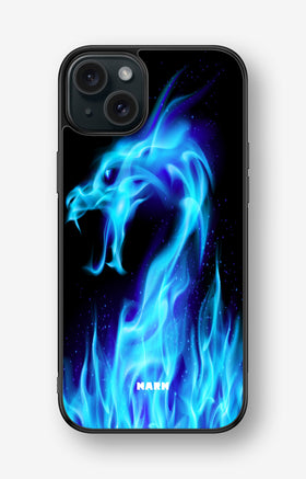 iPhone 15 Plus Hard Case – Blue Flames Dragon - View 1