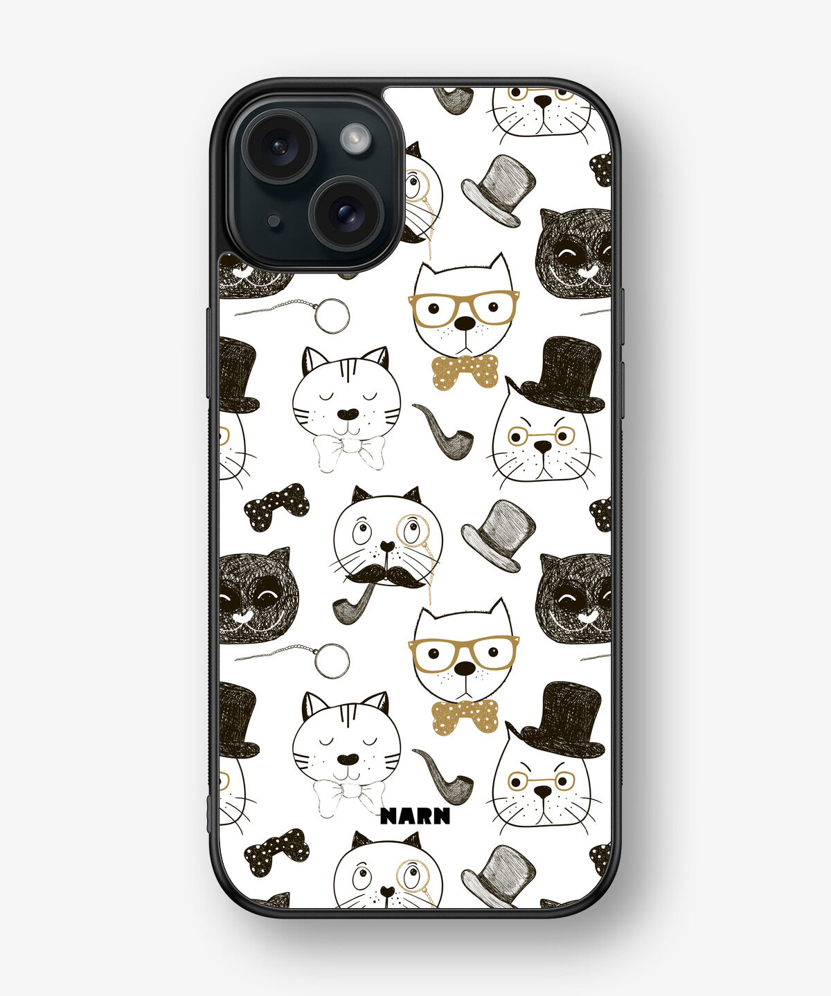 iPhone 15 Plus Hard Case – Cartoon Cats - View 1
