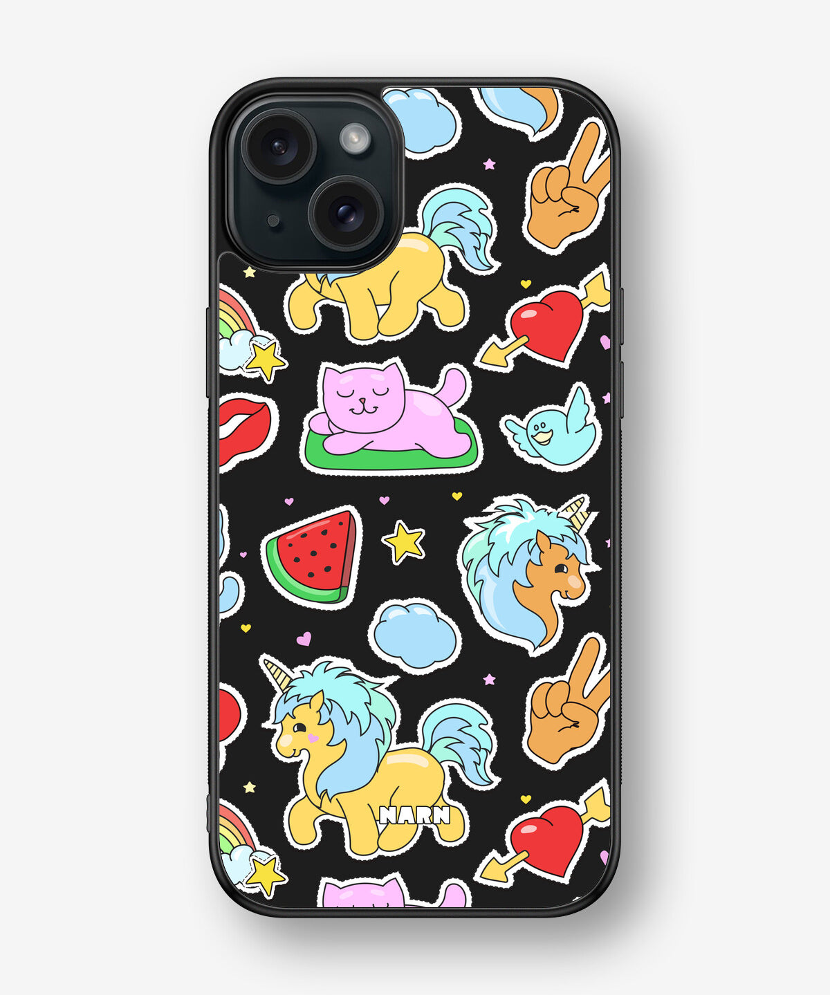 iPhone 15 Plus Hard Case – Cute Stickers - View 1