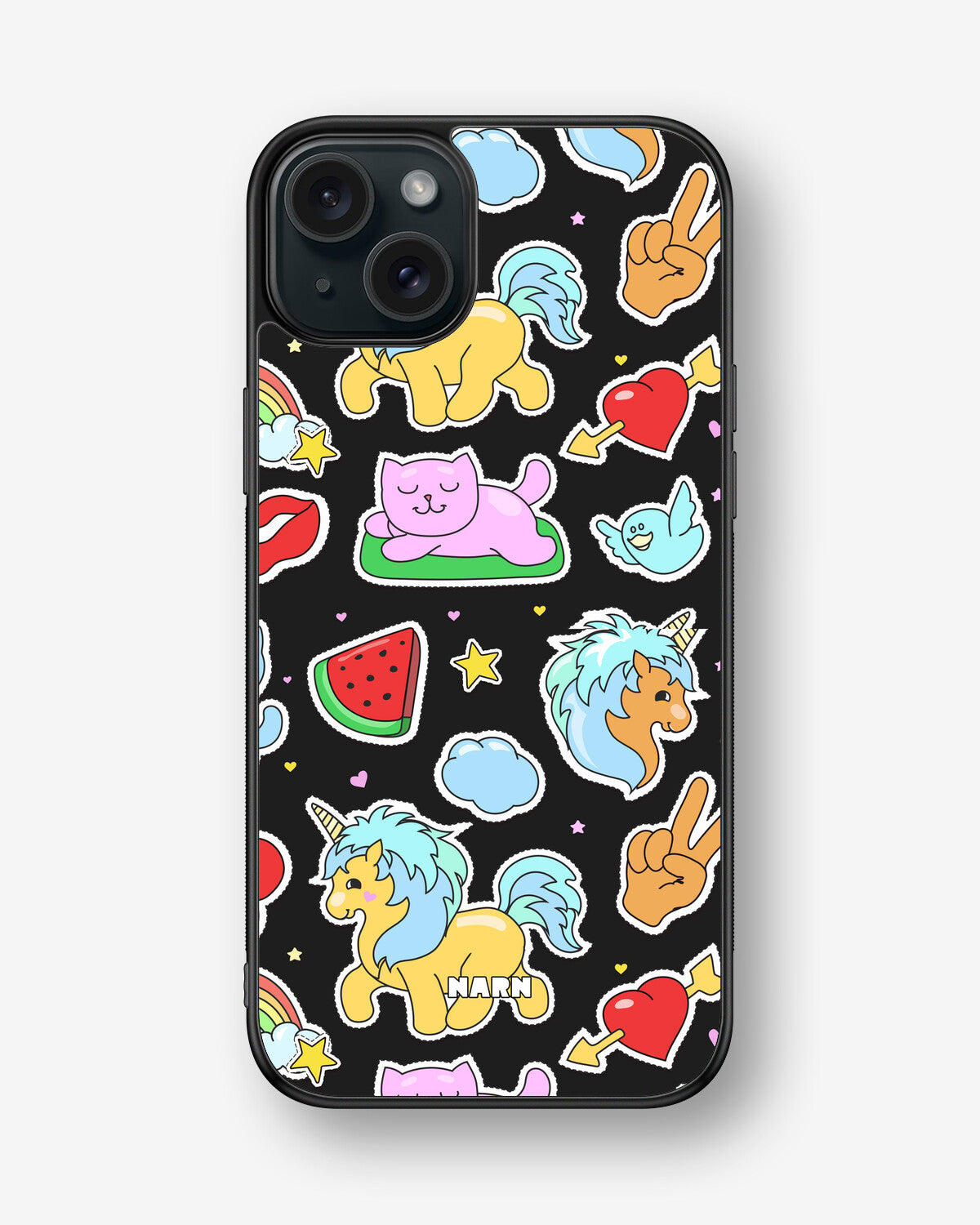 iPhone 15 Plus Hard Case – Cute Stickers - View 1