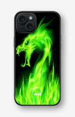 iPhone 15 Plus Hard Case – Green Flames Dragon - View 1