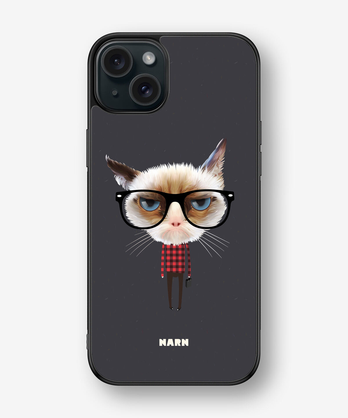 iPhone 15 Plus Hard Case – Hipster Cat - View 1