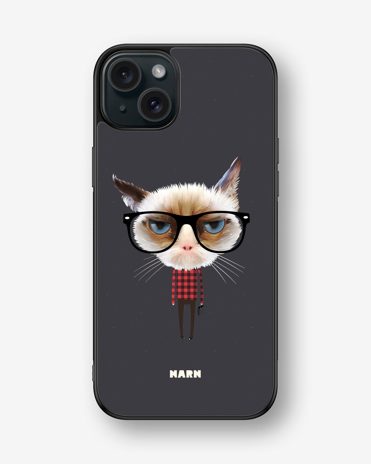 iPhone 15 Plus Hard Case – Hipster Cat - View 1