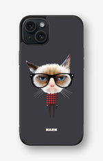 iPhone 15 Plus Hard Case – Hipster Cat - View 1