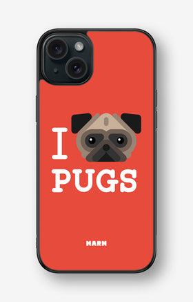 iPhone 15 Plus Hard Case – I Love Pugs - View 1