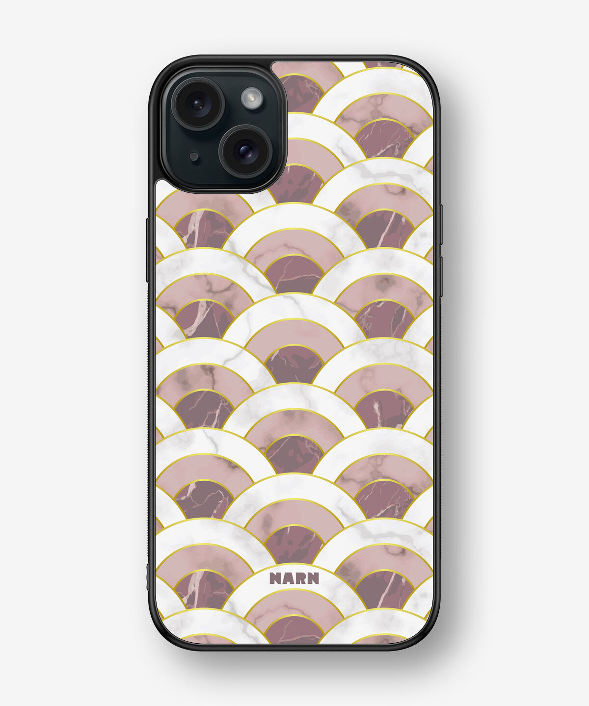 iPhone 15 Plus Hard Case – Pink Marble Waves - View 1