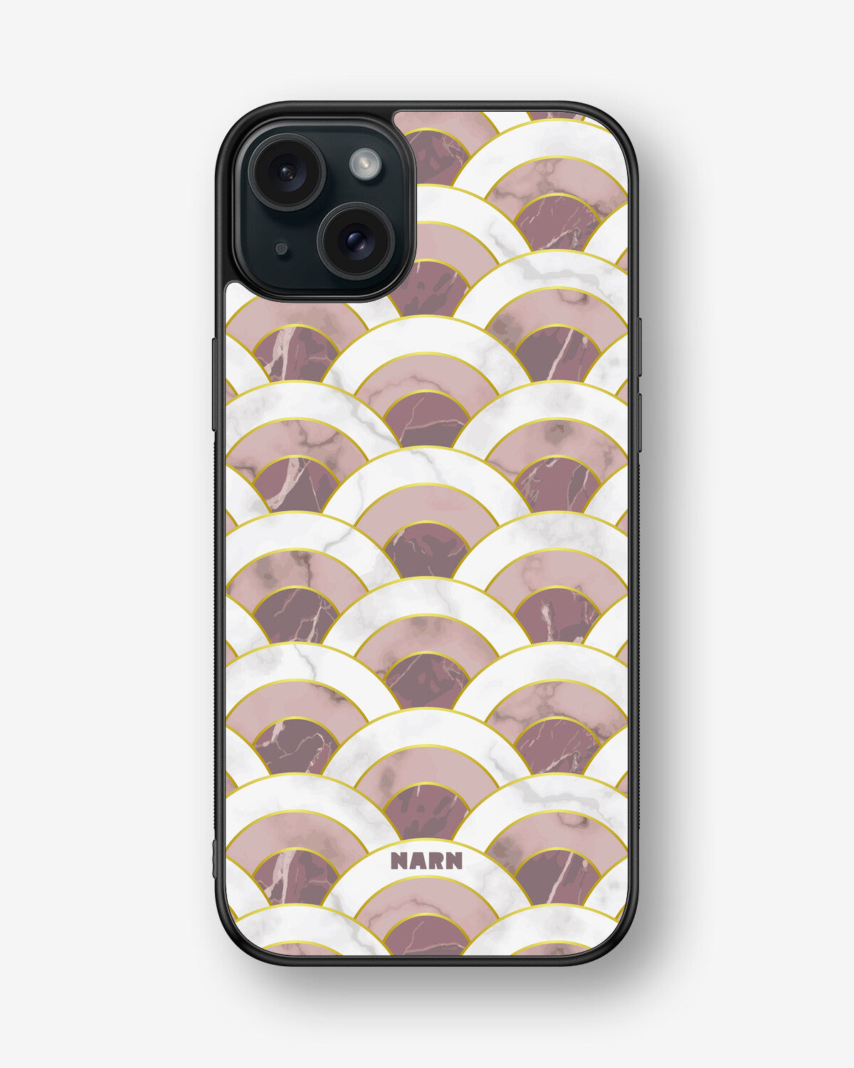 iPhone 15 Plus Hard Case – Pink Marble Waves - View 1