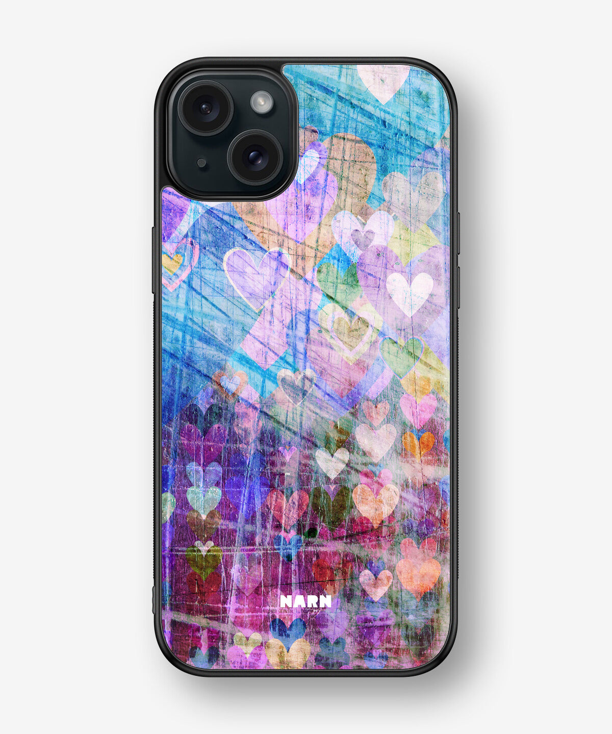 iPhone 15 Plus Hard Case – Purple Hearts - View 1