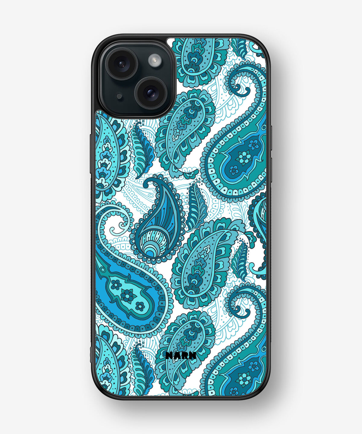 iPhone 15 Plus Hard Case – Turquoise Paisley - View 1