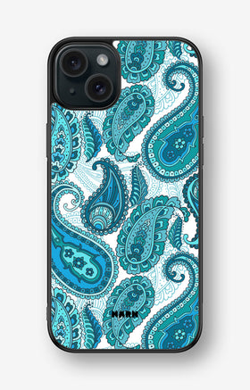 iPhone 15 Plus Hard Case – Turquoise Paisley - View 1