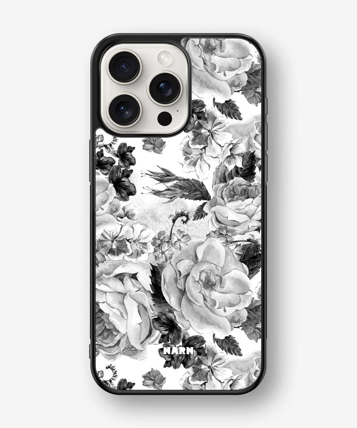 iPhone 15 Pro Max Hard Case – Black & White Bloom - View 1