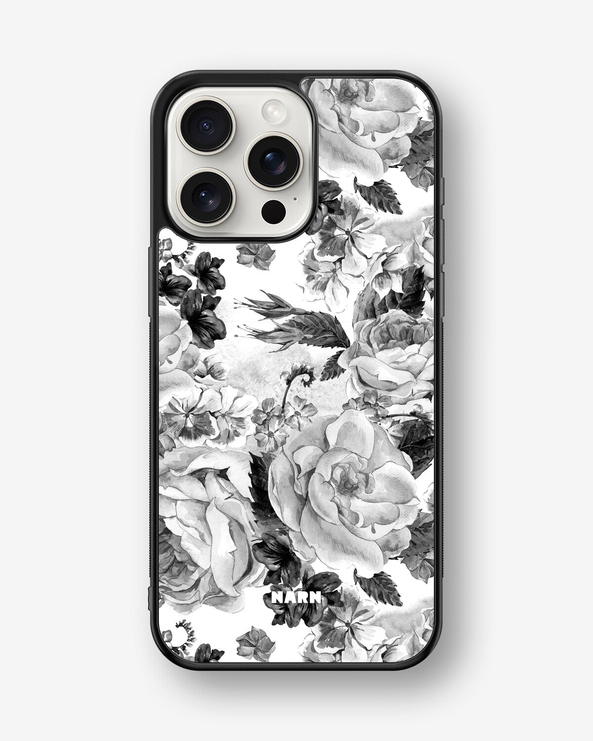iPhone 15 Pro Max Hard Case – Black & White Bloom - View 1