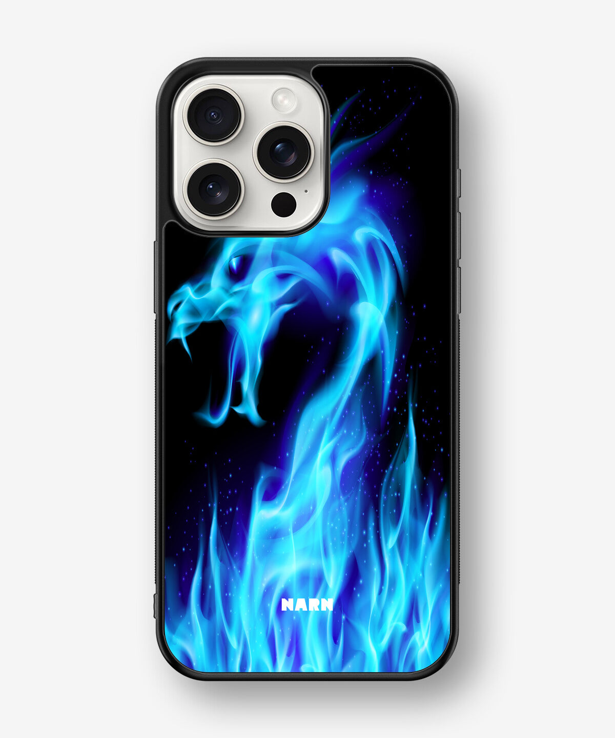 iPhone 15 Pro Max Hard Case – Blue Flames Dragon - View 1