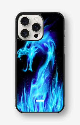 iPhone 15 Pro Max Hard Case – Blue Flames Dragon - View 1