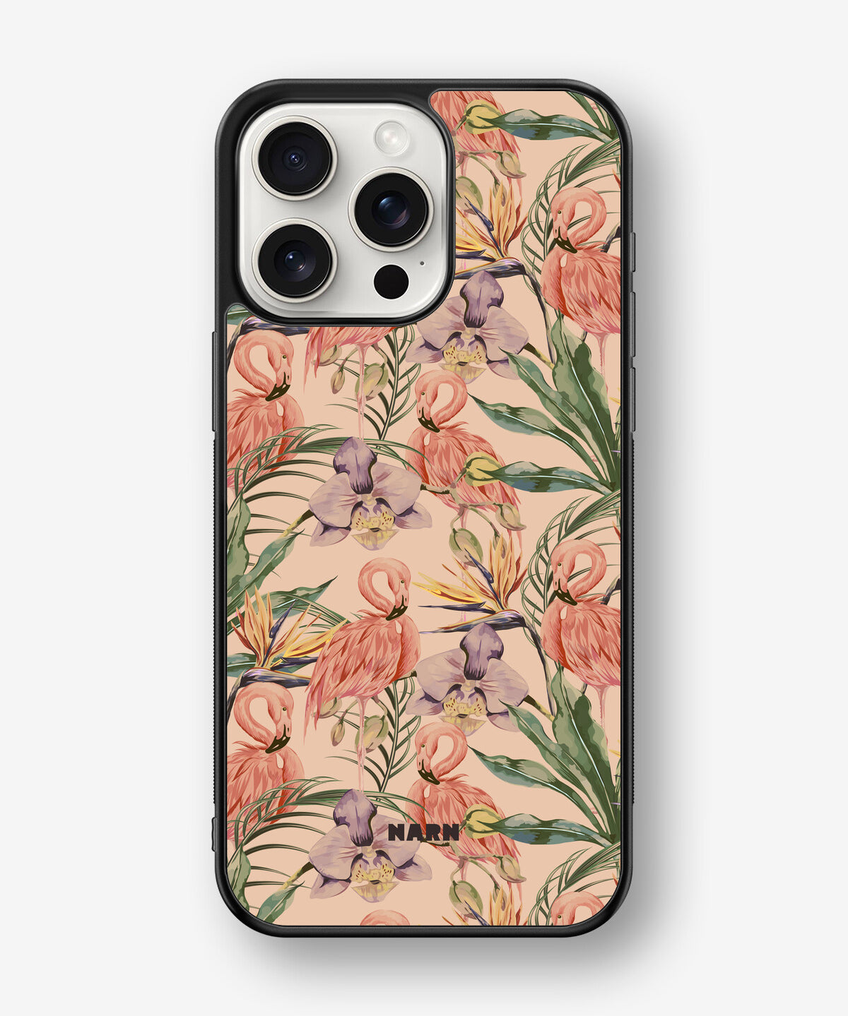 iPhone 15 Pro Max Hard Case – Flamingos & Flowers - View 1