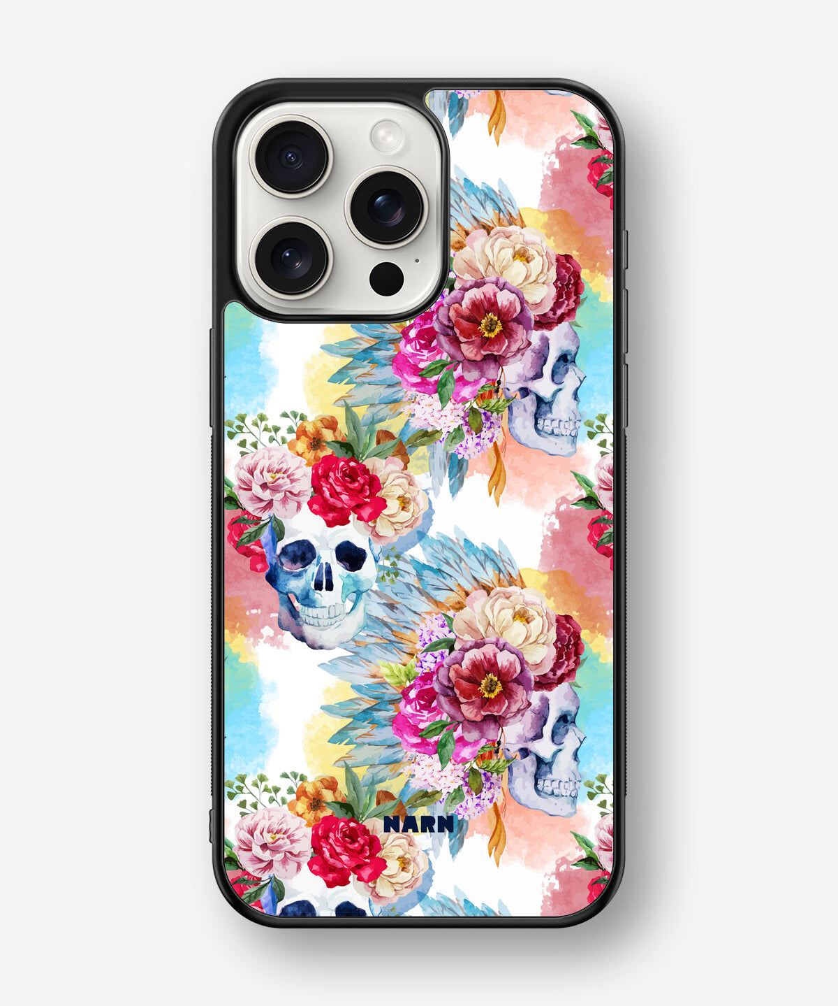 iPhone 15 Pro Max Hard Case – Flowered Skulls - View 1
