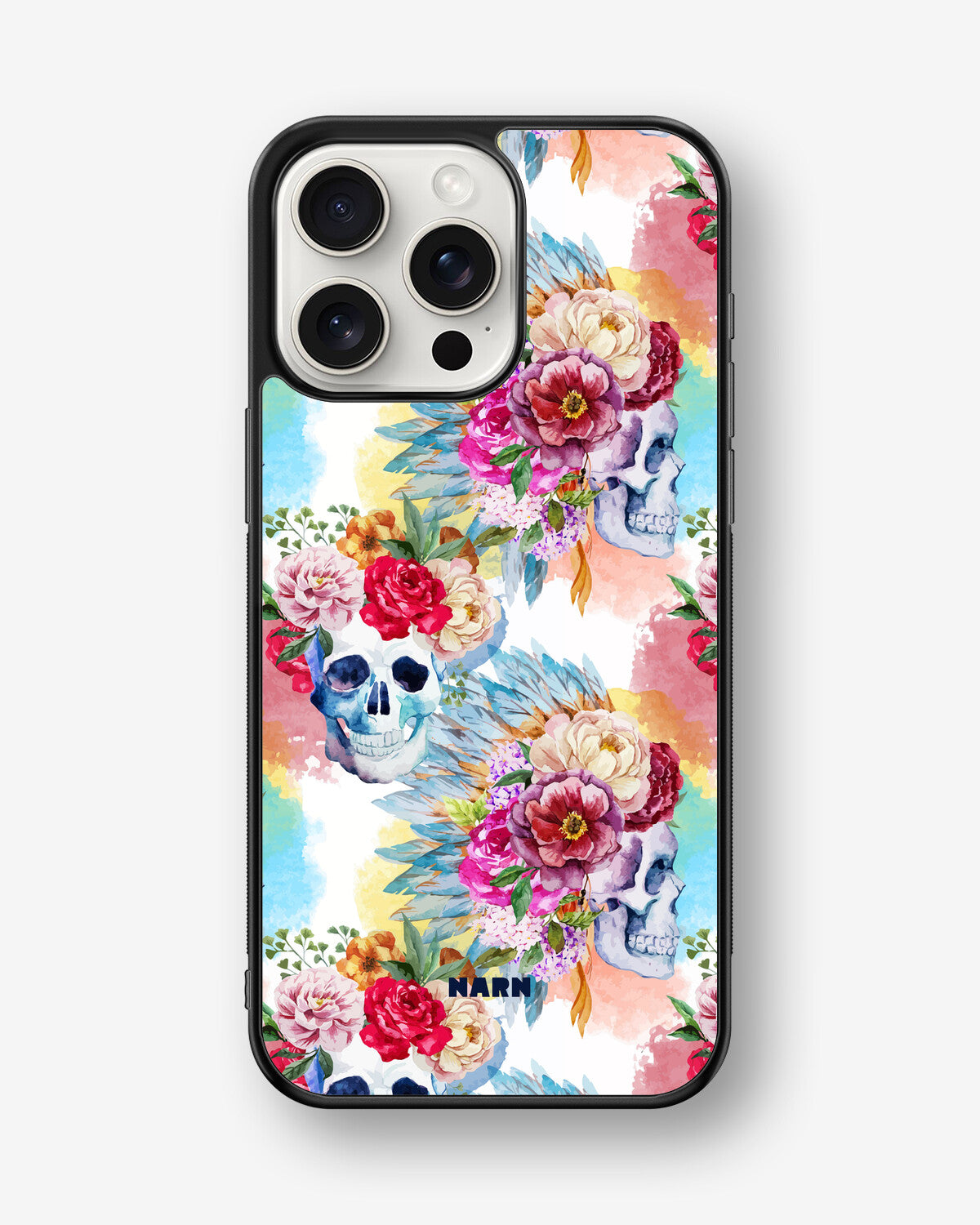 iPhone 15 Pro Max Hard Case – Flowered Skulls - View 1