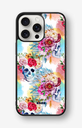 iPhone 15 Pro Max Hard Case – Flowered Skulls - View 1