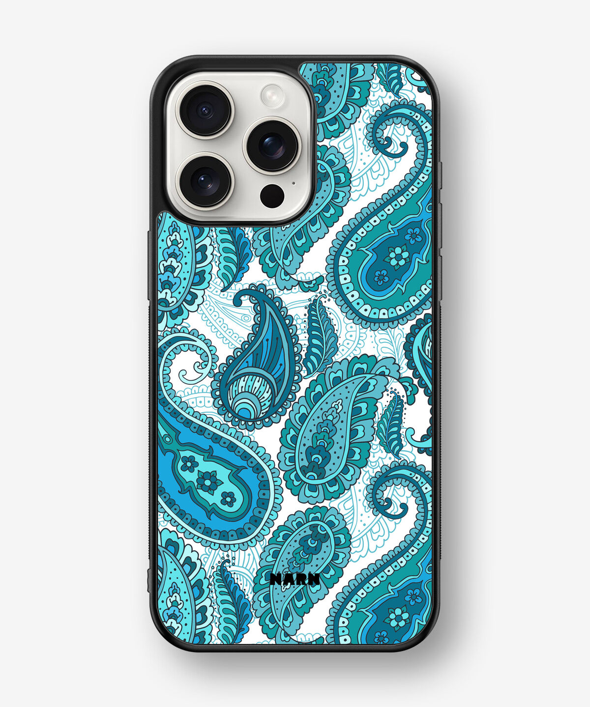 iPhone 15 Pro Max Hard Case – Turquoise Paisley - View 1