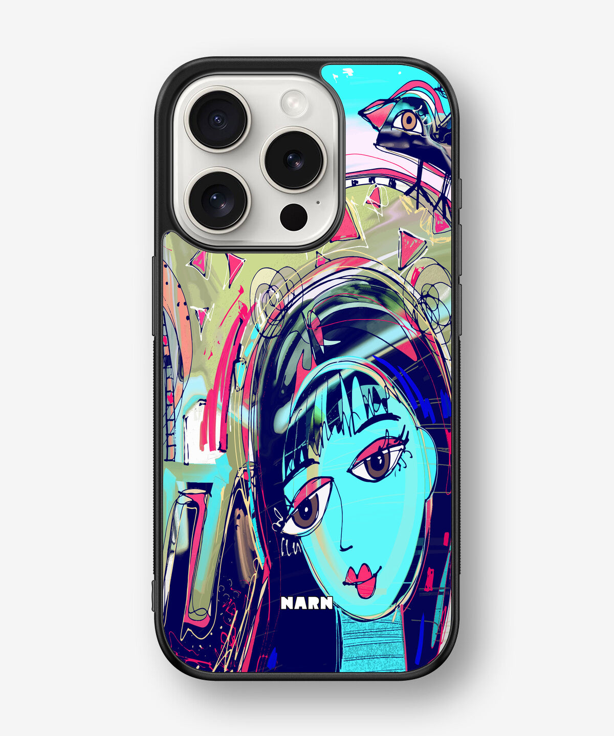 iPhone 15 Pro Hard Case – Abstract Cat - View 1