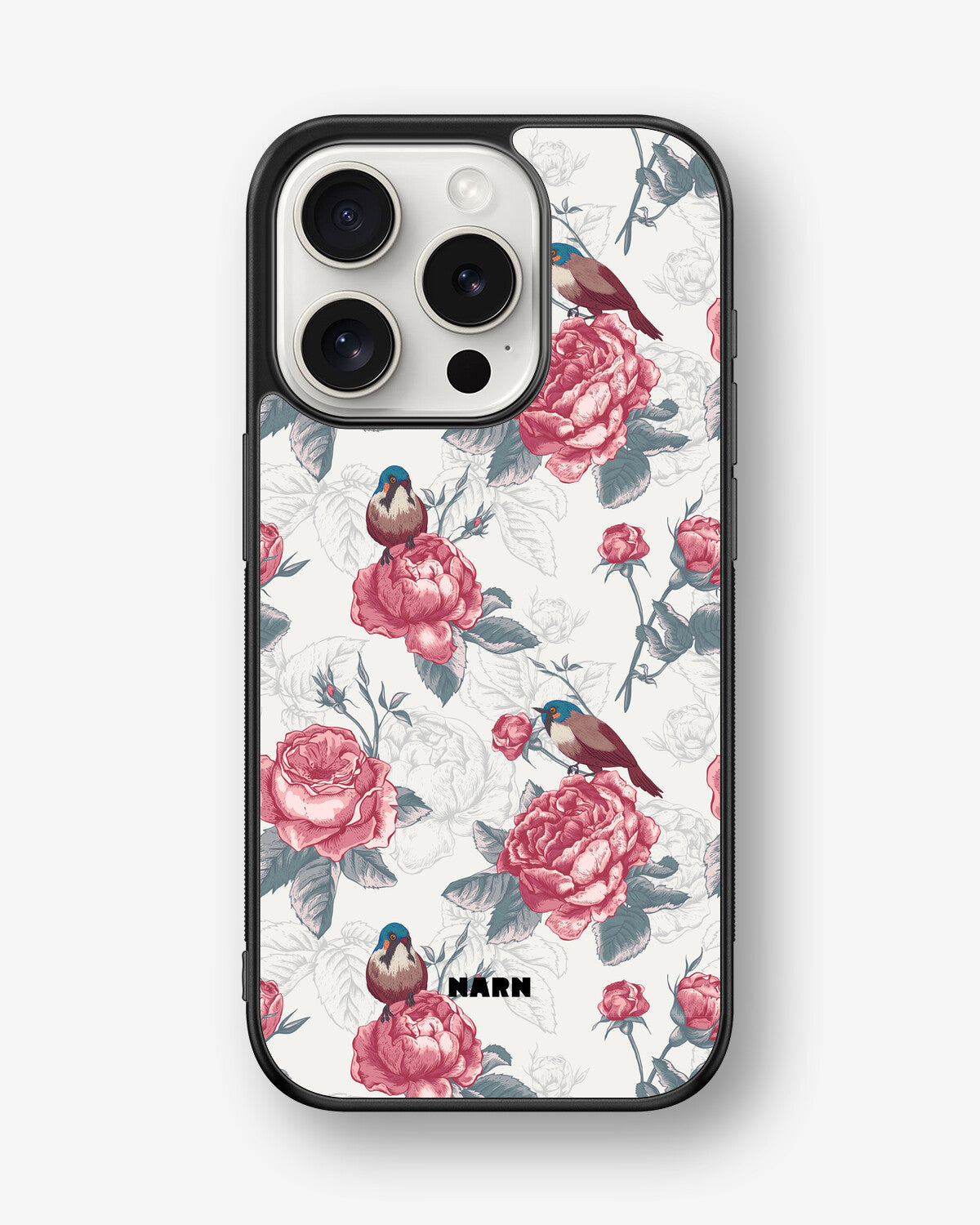 iPhone 15 Pro Hard Case – Birds Among Roses - View 1