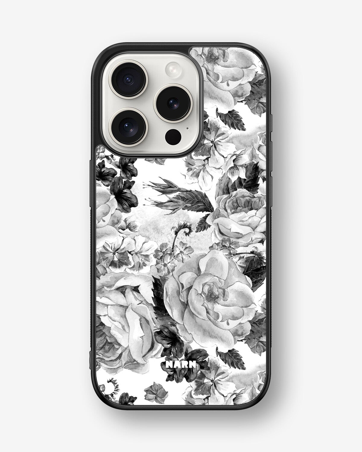 iPhone 15 Pro Hard Case – Black & White Bloom - View 1