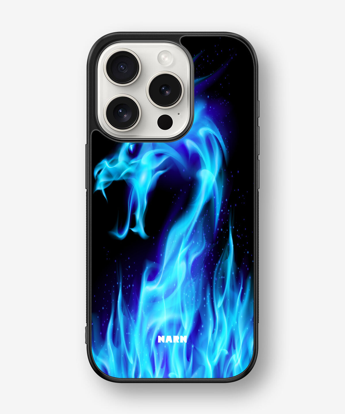 iPhone 15 Pro Hard Case – Blue Flames Dragon - View 1