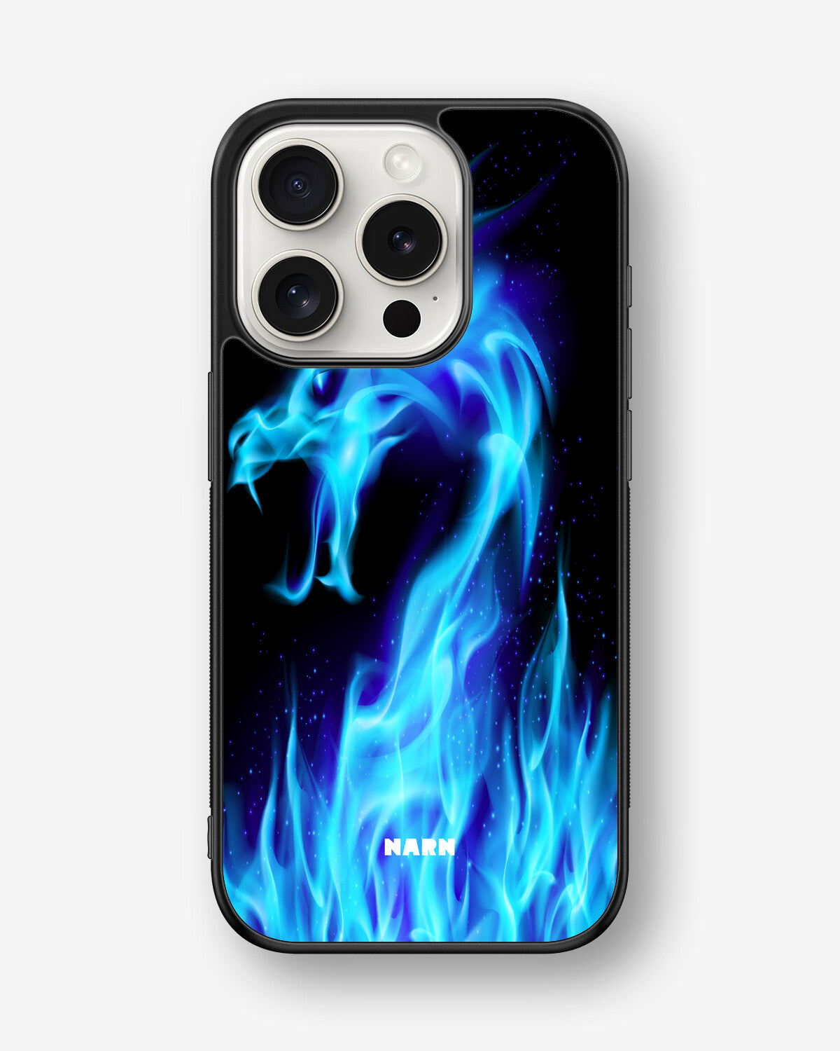 iPhone 15 Pro Hard Case – Blue Flames Dragon - View 1