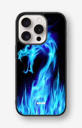 iPhone 15 Pro Hard Case – Blue Flames Dragon - View 1