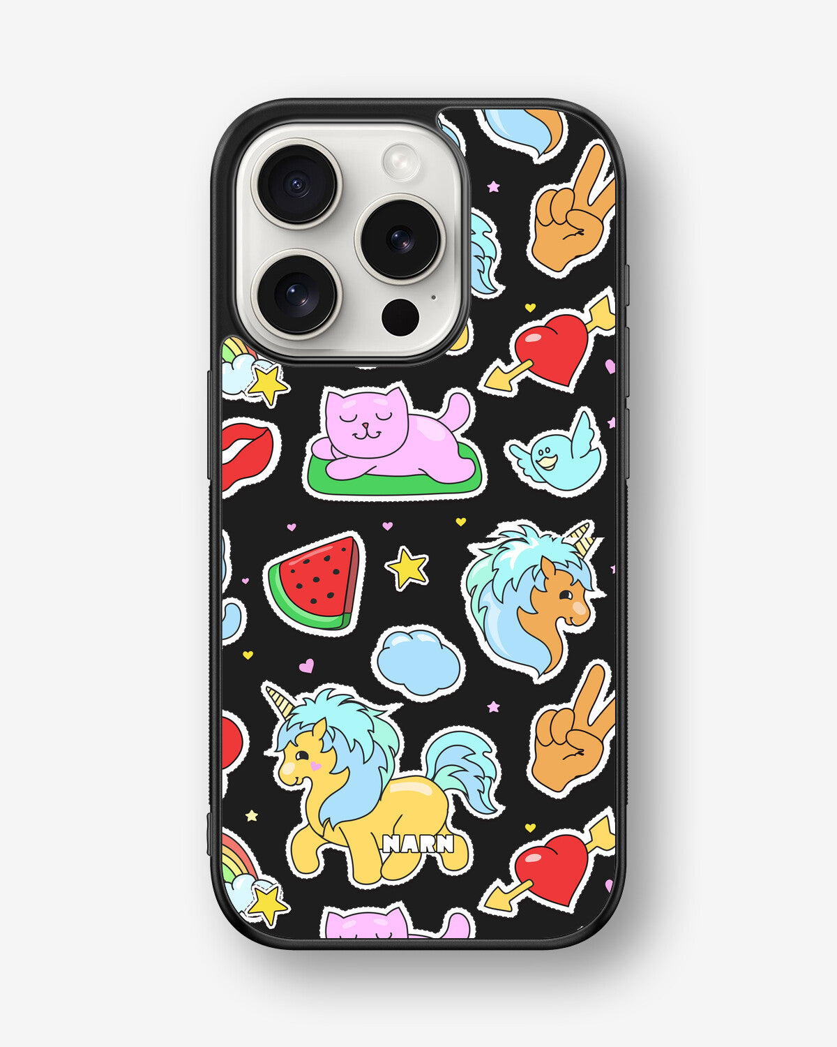 iPhone 15 Pro Hard Case – Cute Stickers - View 1