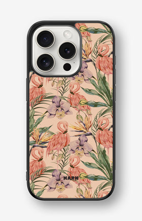 iPhone 15 Pro Hard Case – Flamingos & Flowers - View 1
