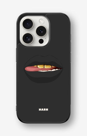 iPhone 15 Pro Hard Case – Golden Lips - View 1